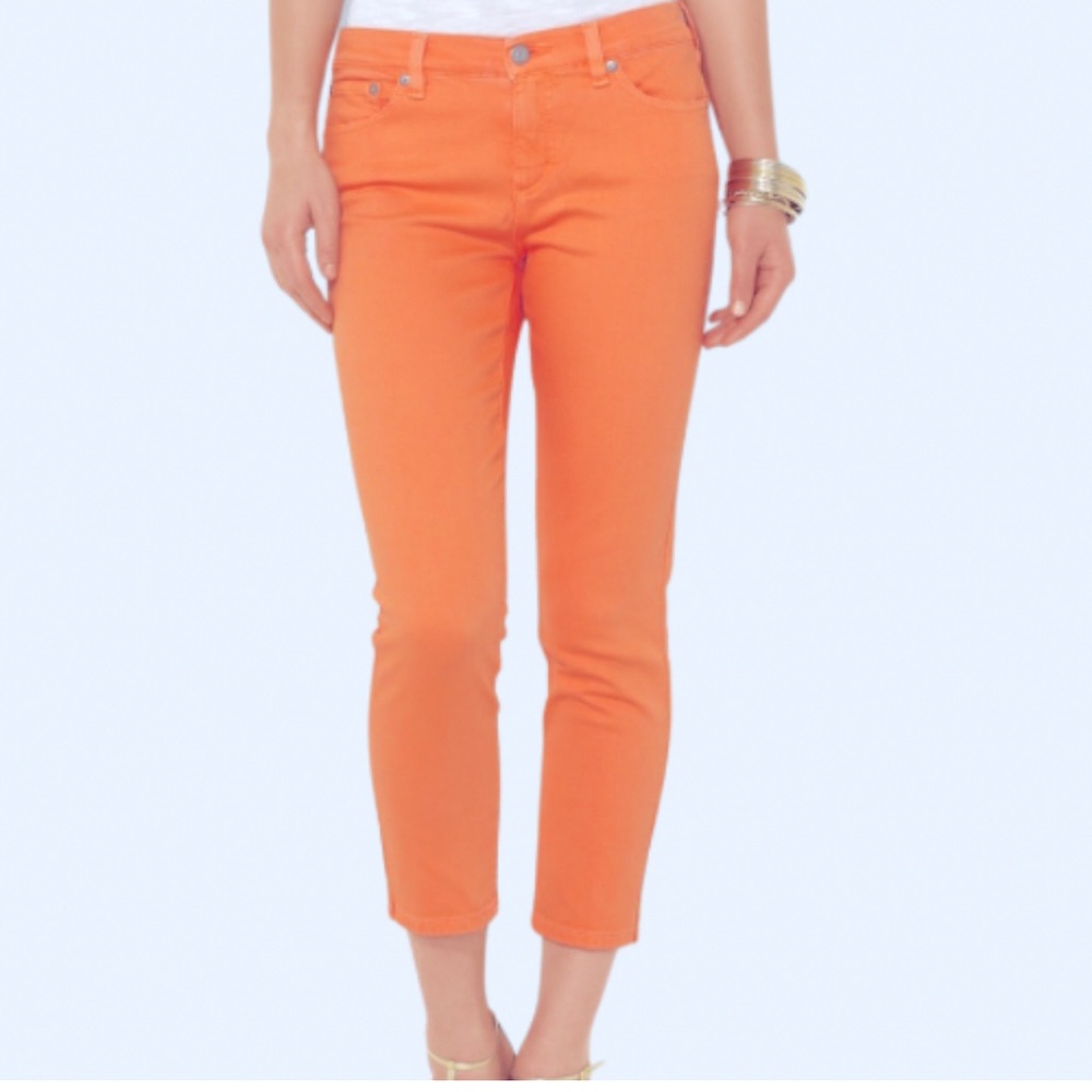 Great Summer Orange Lauren Ralph Lauren Jean Co. Modern Straight Cropped Jeans